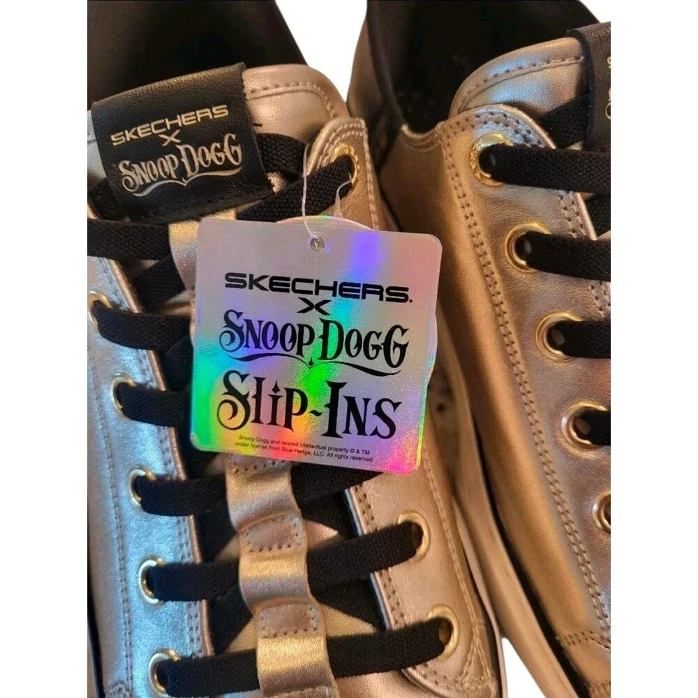 Skechers X Snoop One Low Dogg Slip-in Metallic Champagne Men's Sz  9 NWT